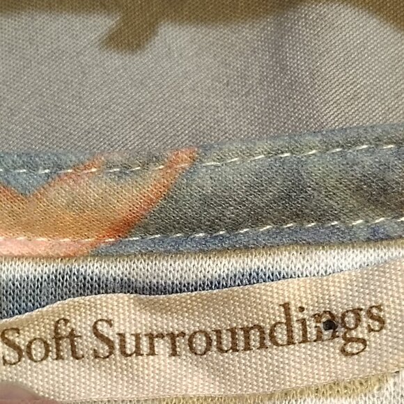 Soft Surroundings Womens Botanique Floral Tunic Top Large Ribbed Coastal Boho - Picture 4 of 5